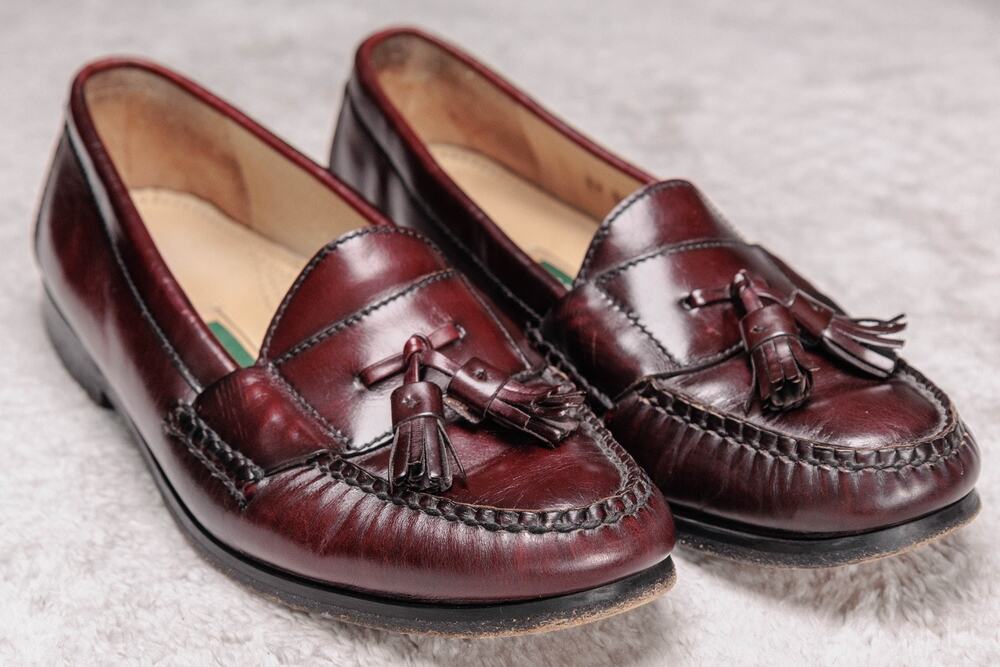 Cole Haan Burgundy Leather Tassel Loafers Slip On Shoes Mens Size 9.5
